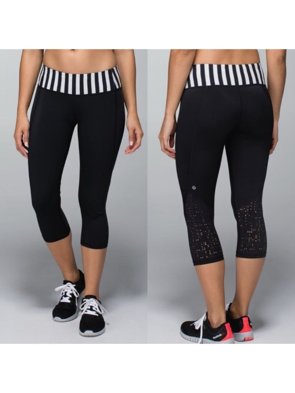 Lululemon Water Bound CropBlack / Apex Stripe Printed Black Dune 4